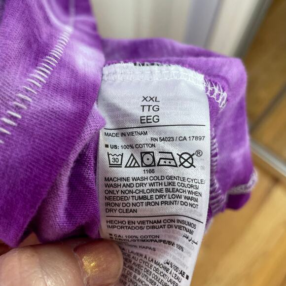 handmade tie dyed ladies' long sleeve v-neck tshirt XXL crinkle lightning - Picture 7 of 7